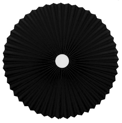 Rosette plisse til loft sort bomuld Ø40 med ledning